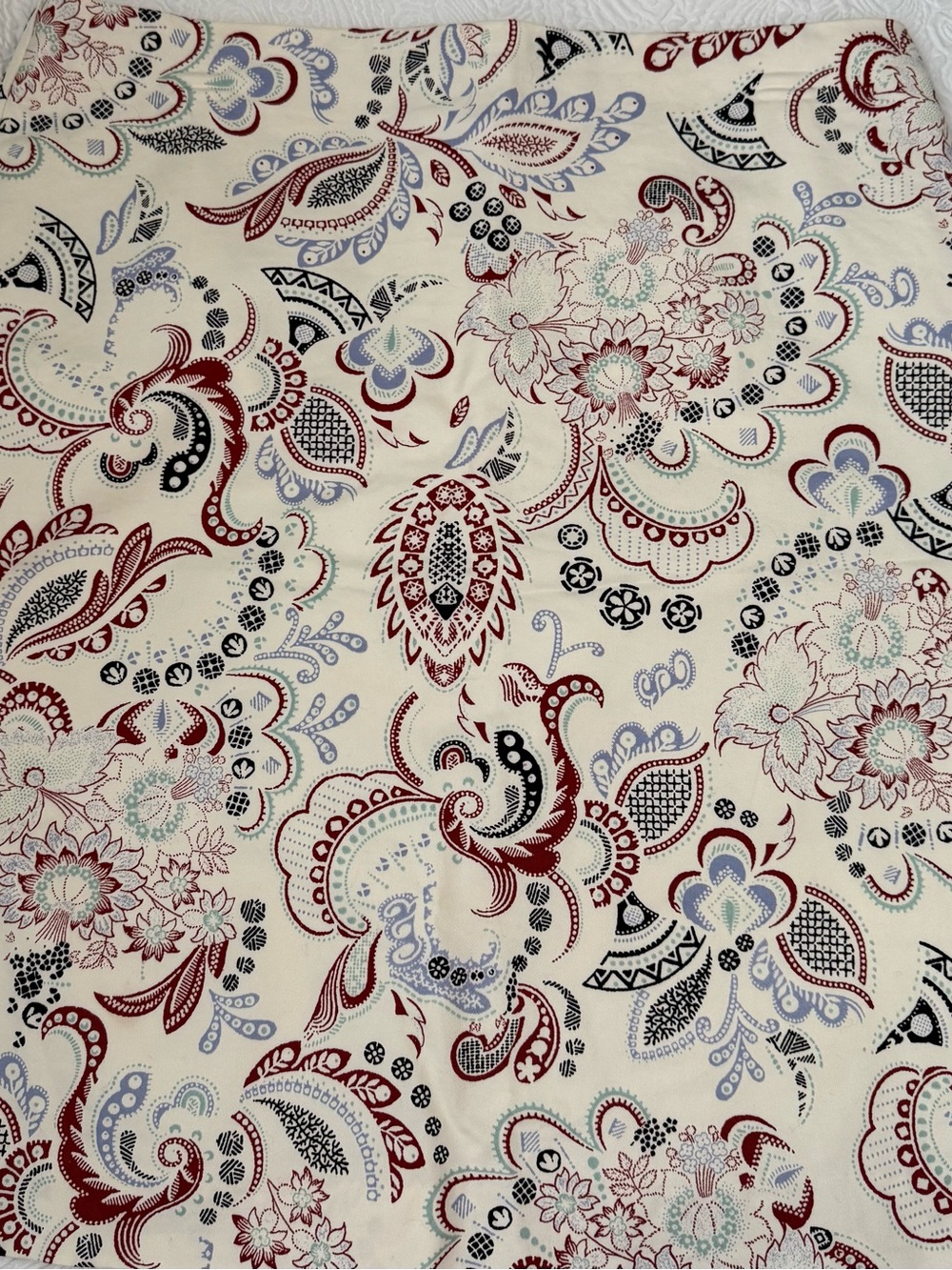 Ann Taylor Factory Cream skirt with Red and Blue Floral Paisley Print